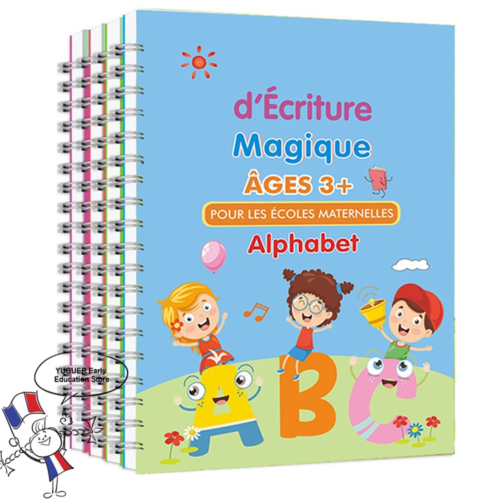 SMDSAZ French 3D Groove Magic Practice Copybook Children